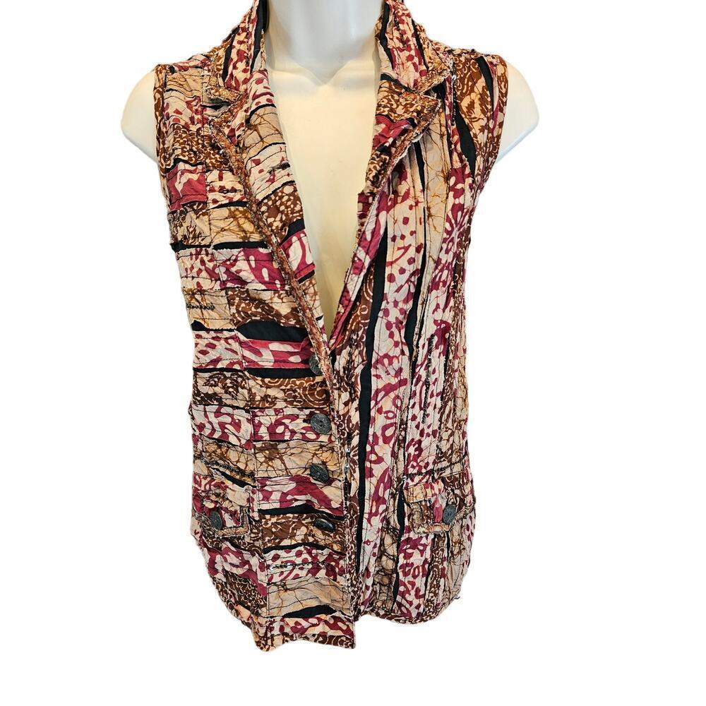 Chicos size 0 (small) Lightweight silk frill embellished Raglan layering vest